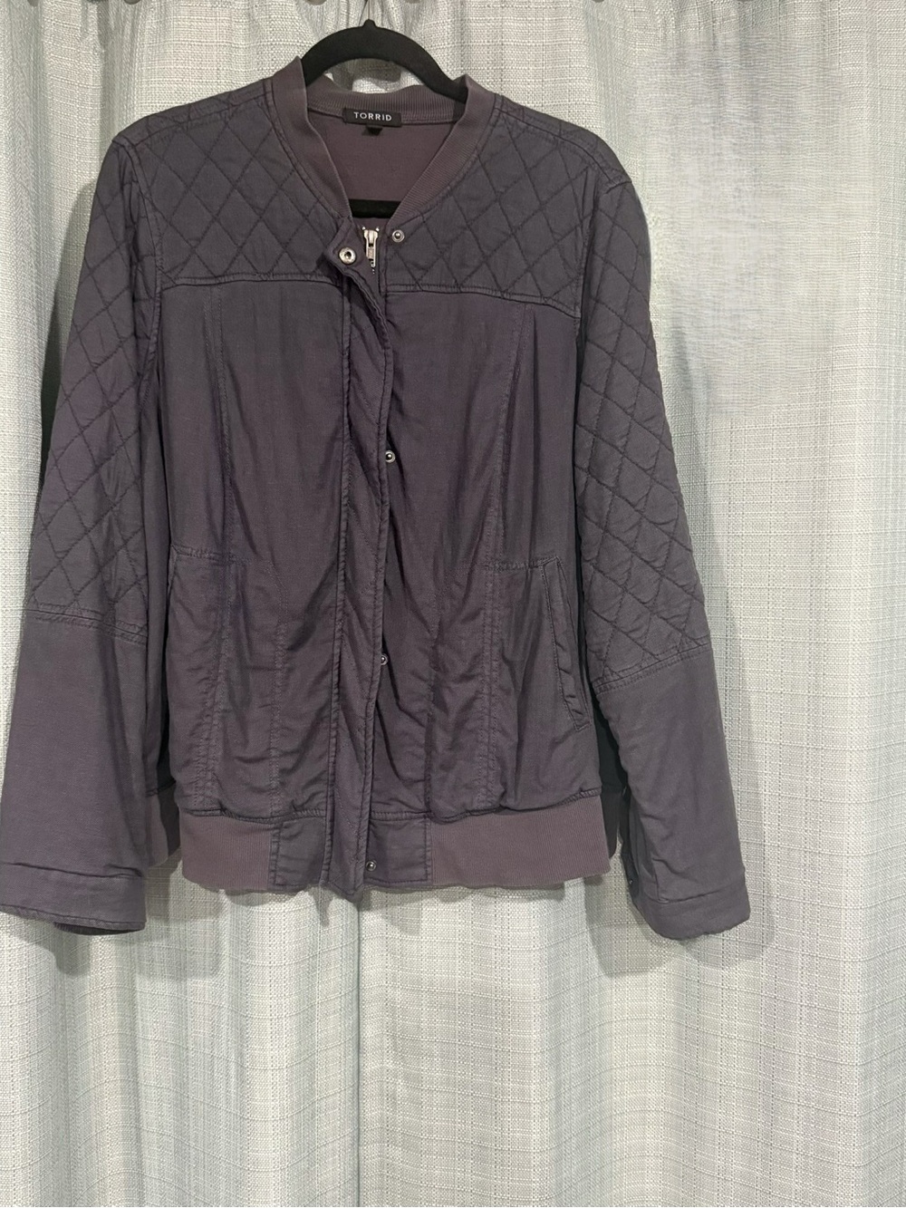 torrid Quilted Bomber Jacket in Charcoal